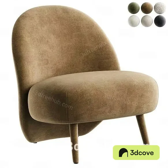 A Modern Chair With A Light Brown Velvet Fabric