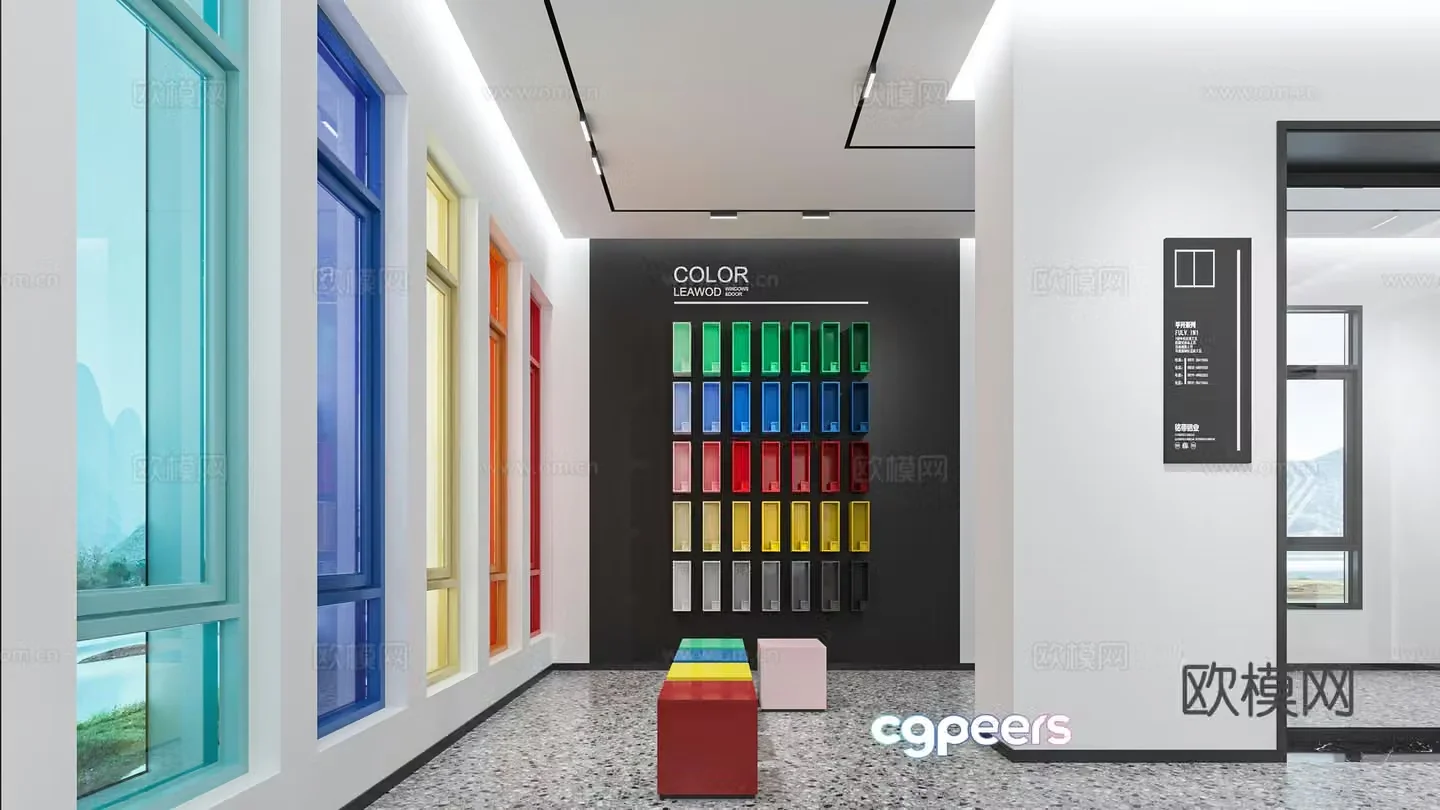 Modern aluminum alloy doors and windows exhibition hall 3d model