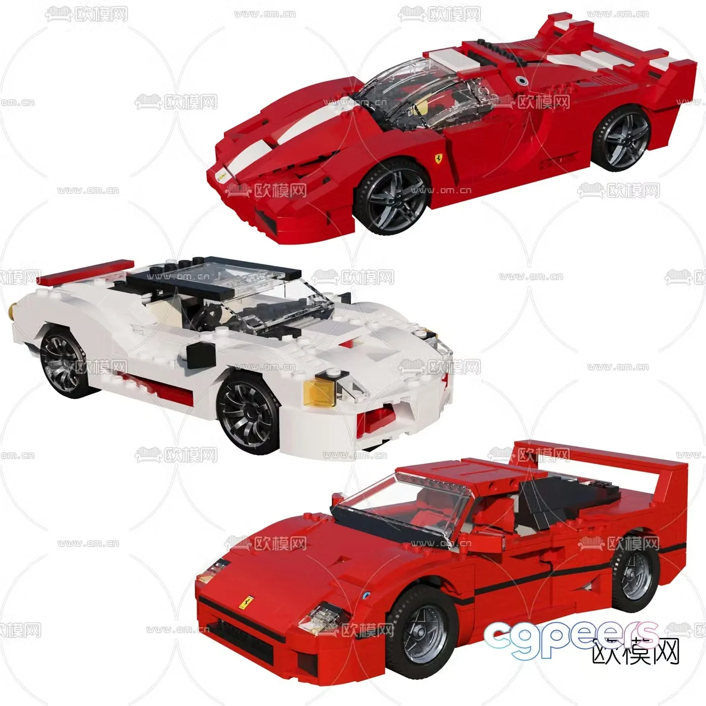 Modern lego racing toy 3d model