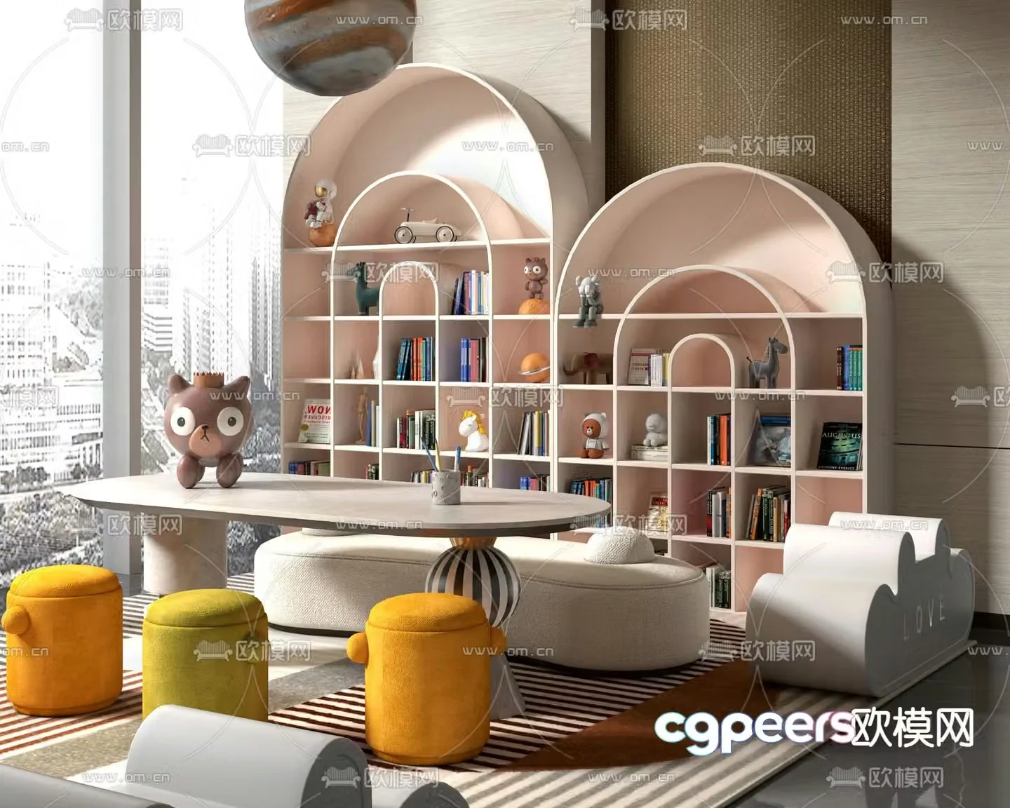 Modern children’s toy cabinet bookshelf 3d model