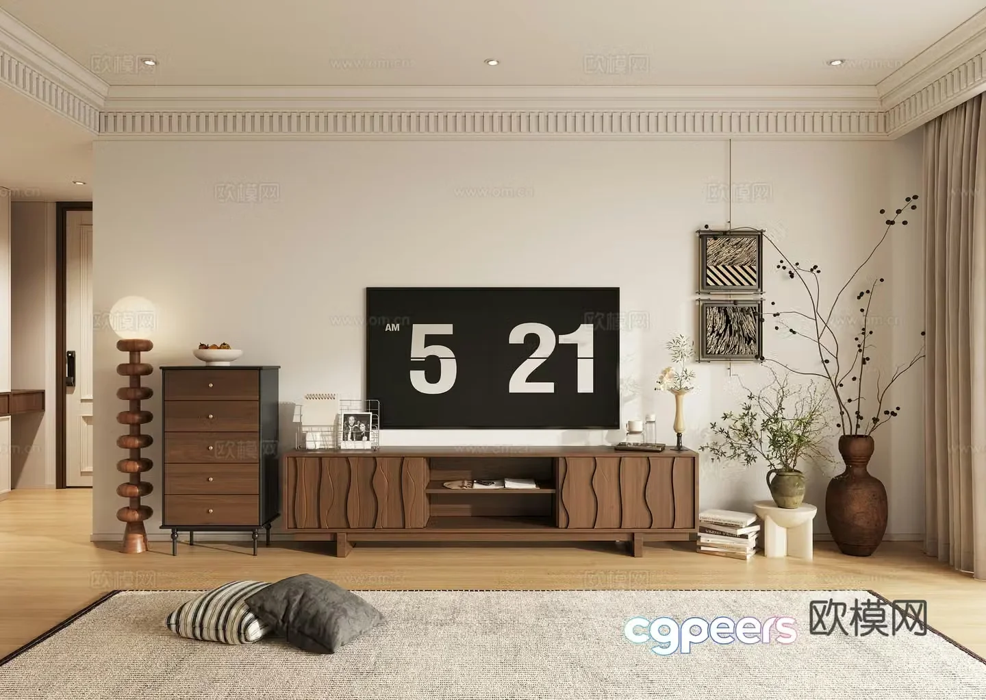 Middle-aged TV cabinet chest of drawers 3d model