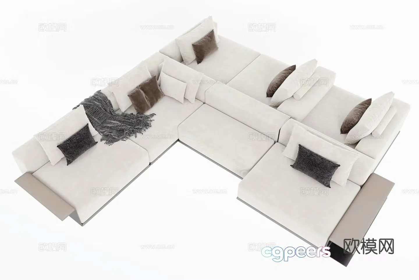 Modern corner sofa multi-person sofa 3d model