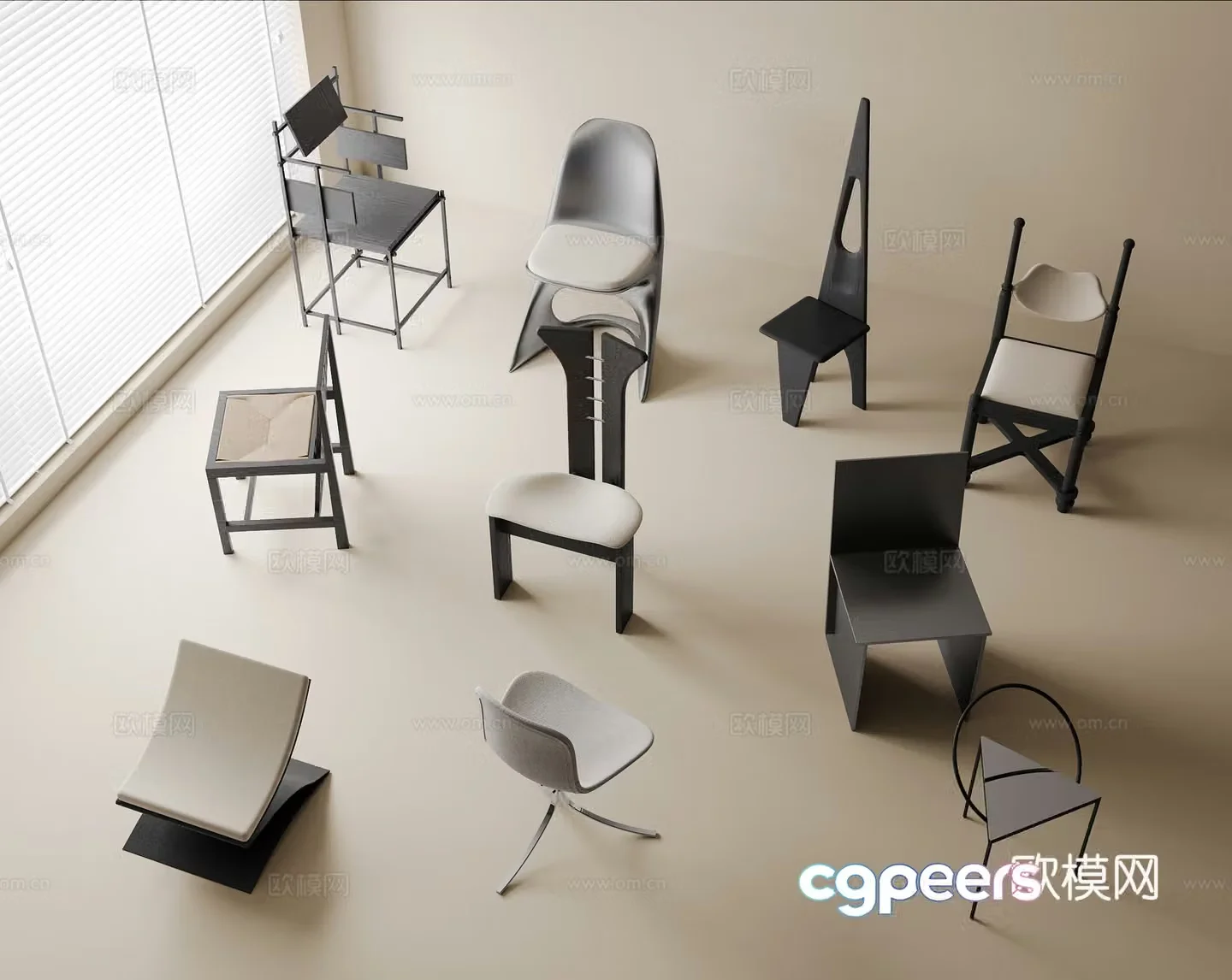 Modern single chair casual chair 3d model