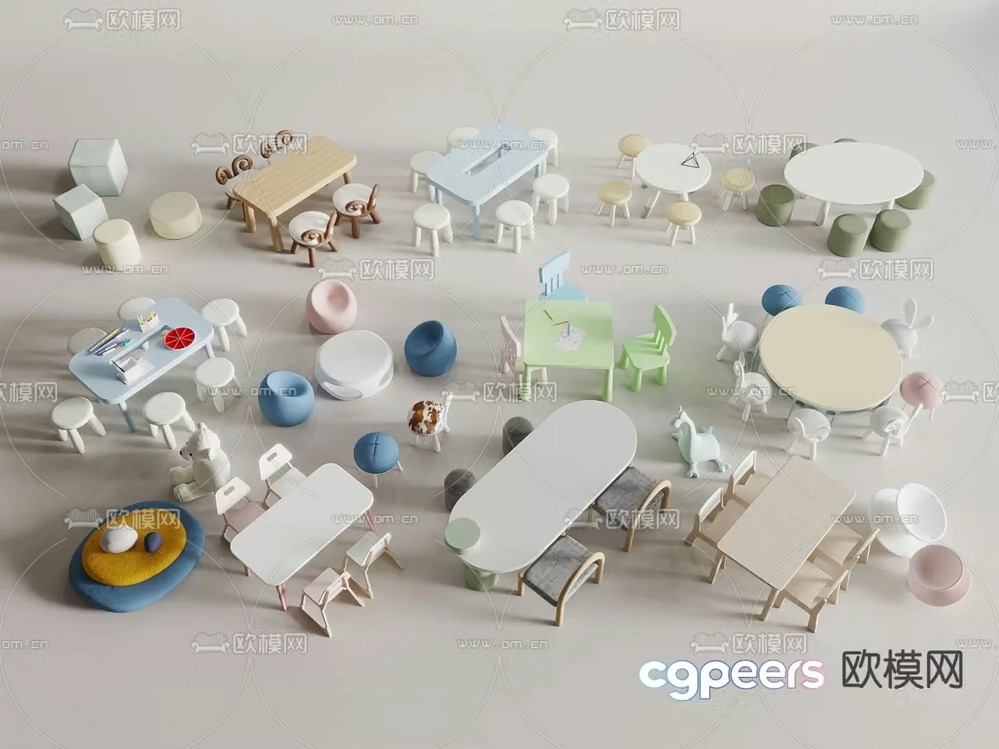Desk children’s desk and chair 3d model