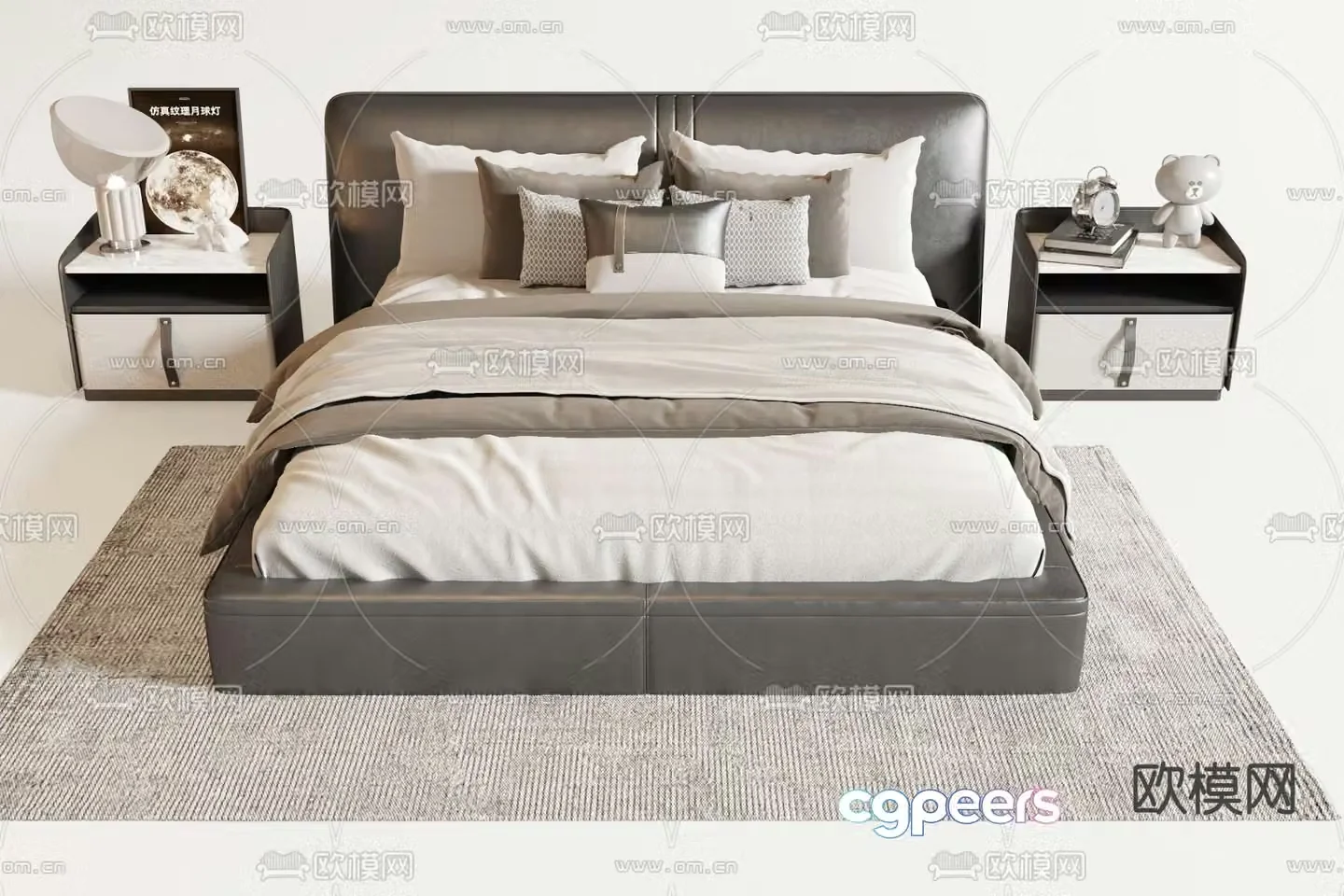 Modern double bed 3d model