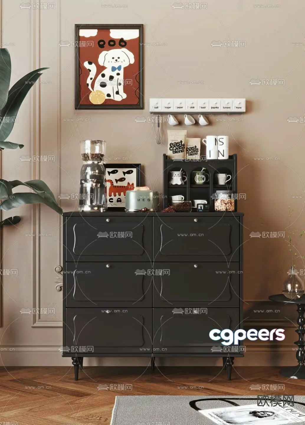 Medieval style chest of drawers 3D model
