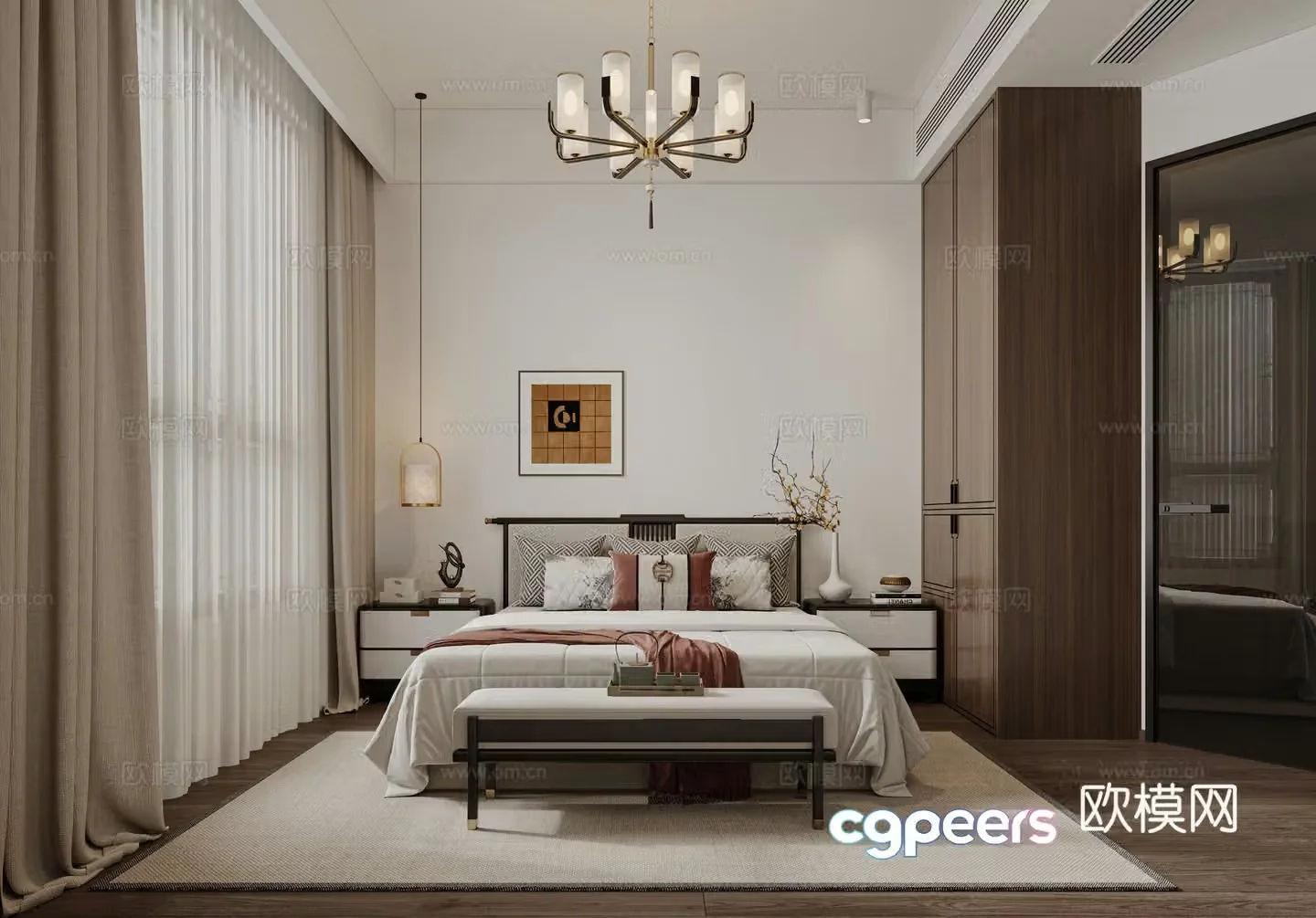 New Chinese bedroom 3D model
