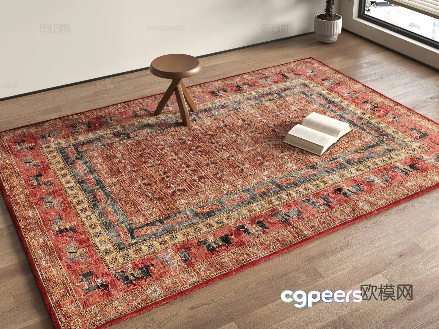 Retro carpet ethnic style carpet 3d model