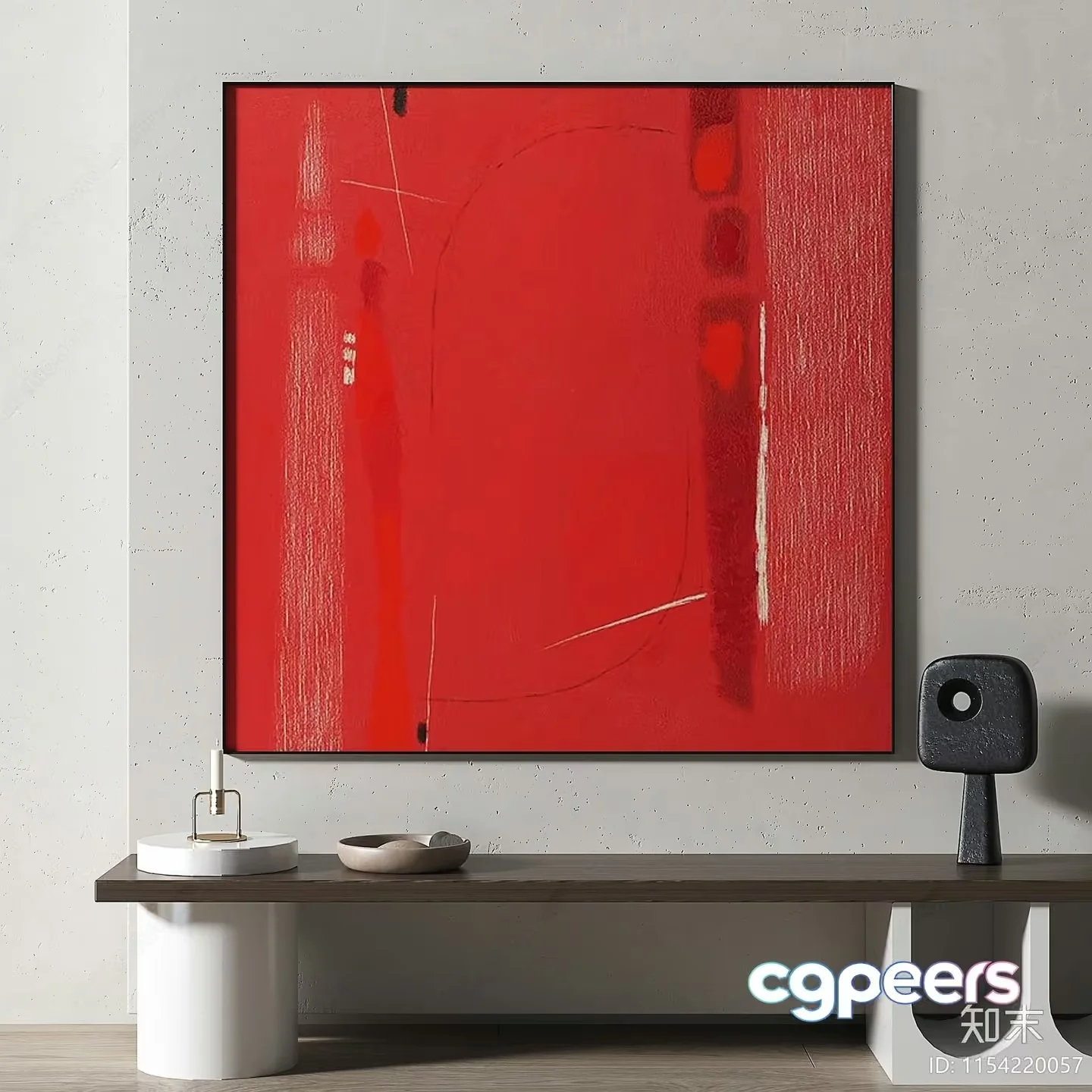 Modern Red Artwork 3D Model – 9202 – VRAY Render