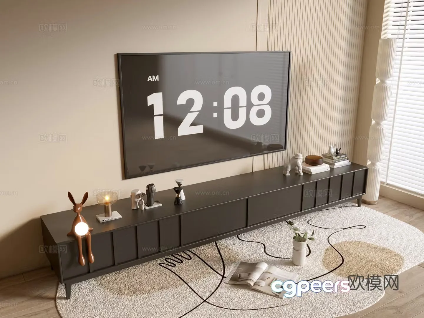 Modern black TV cabinet sideboard balcony cabinet storage cabinet entrance entrance cabinet 3D model