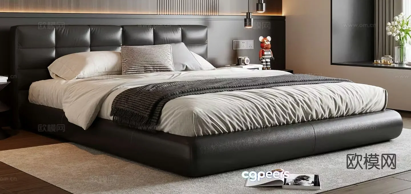 Italian double bed 3d model