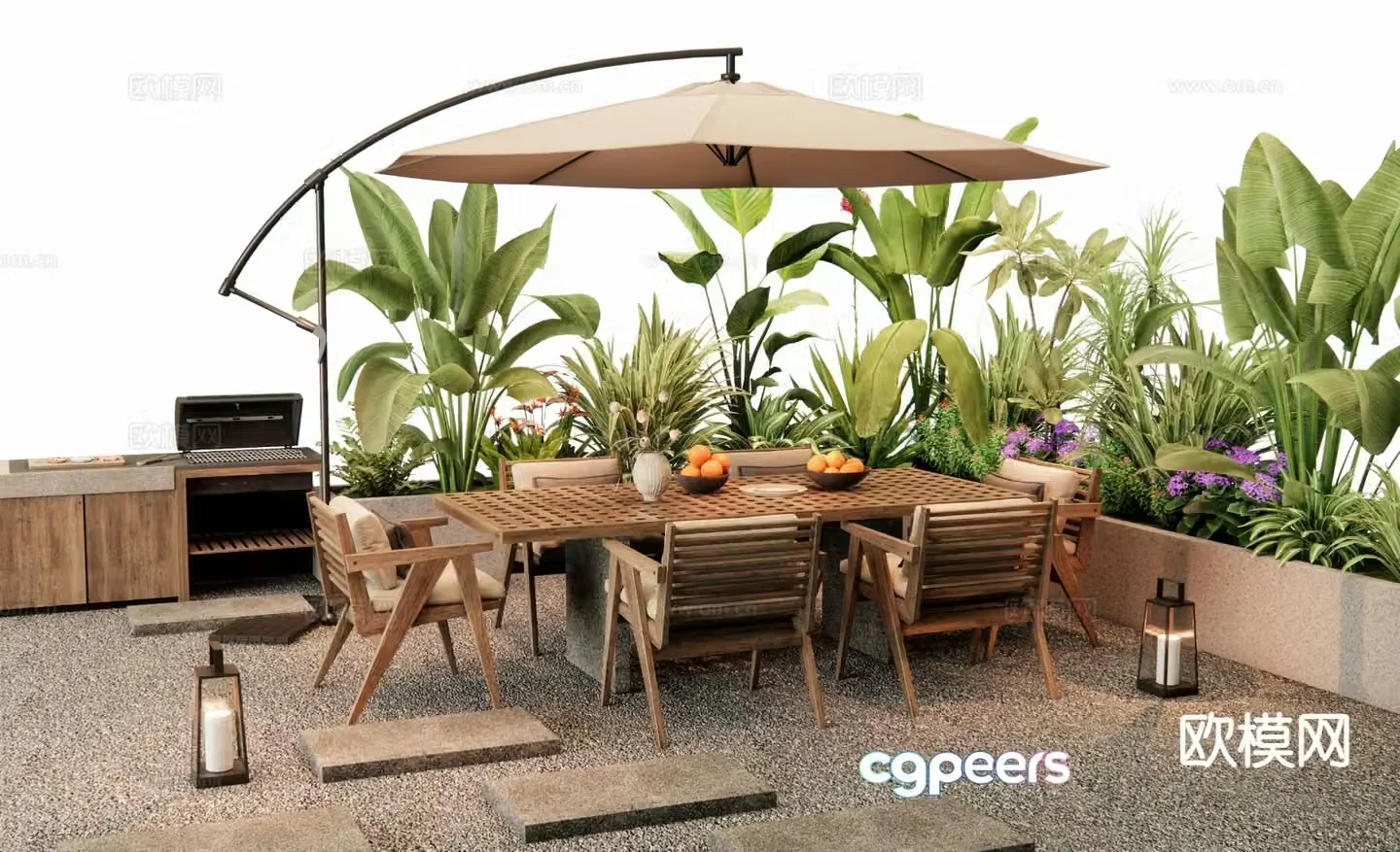 Modern outdoor table and chairs camping table and chairs 3d model