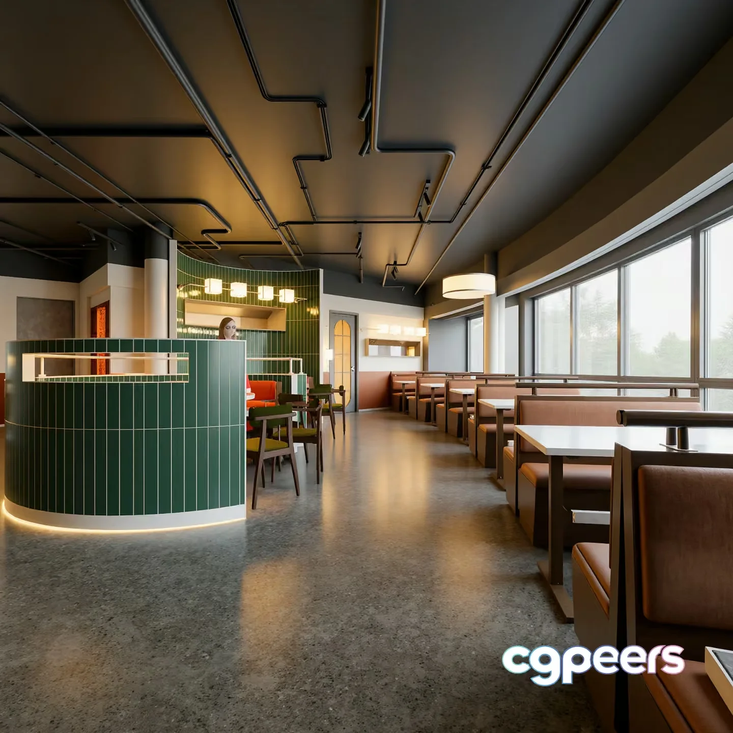 Modern Industrial Dining Area 3D Model – 7180 – VRAY Render