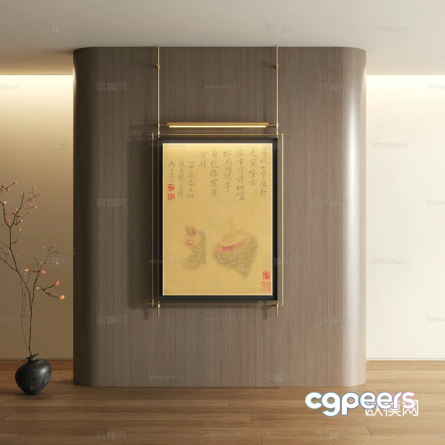 Song style decorative painting New Chinese style landscape painting 3D model