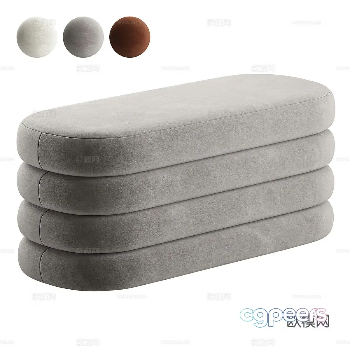 Modern cream style fabric stool sitting 3d model