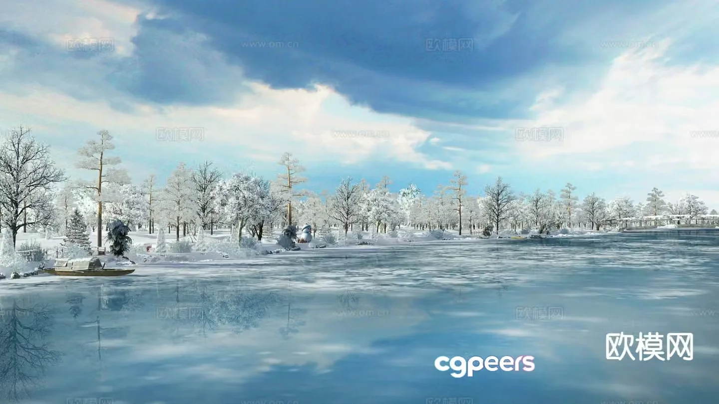 Snow Forest Landscape 3d model