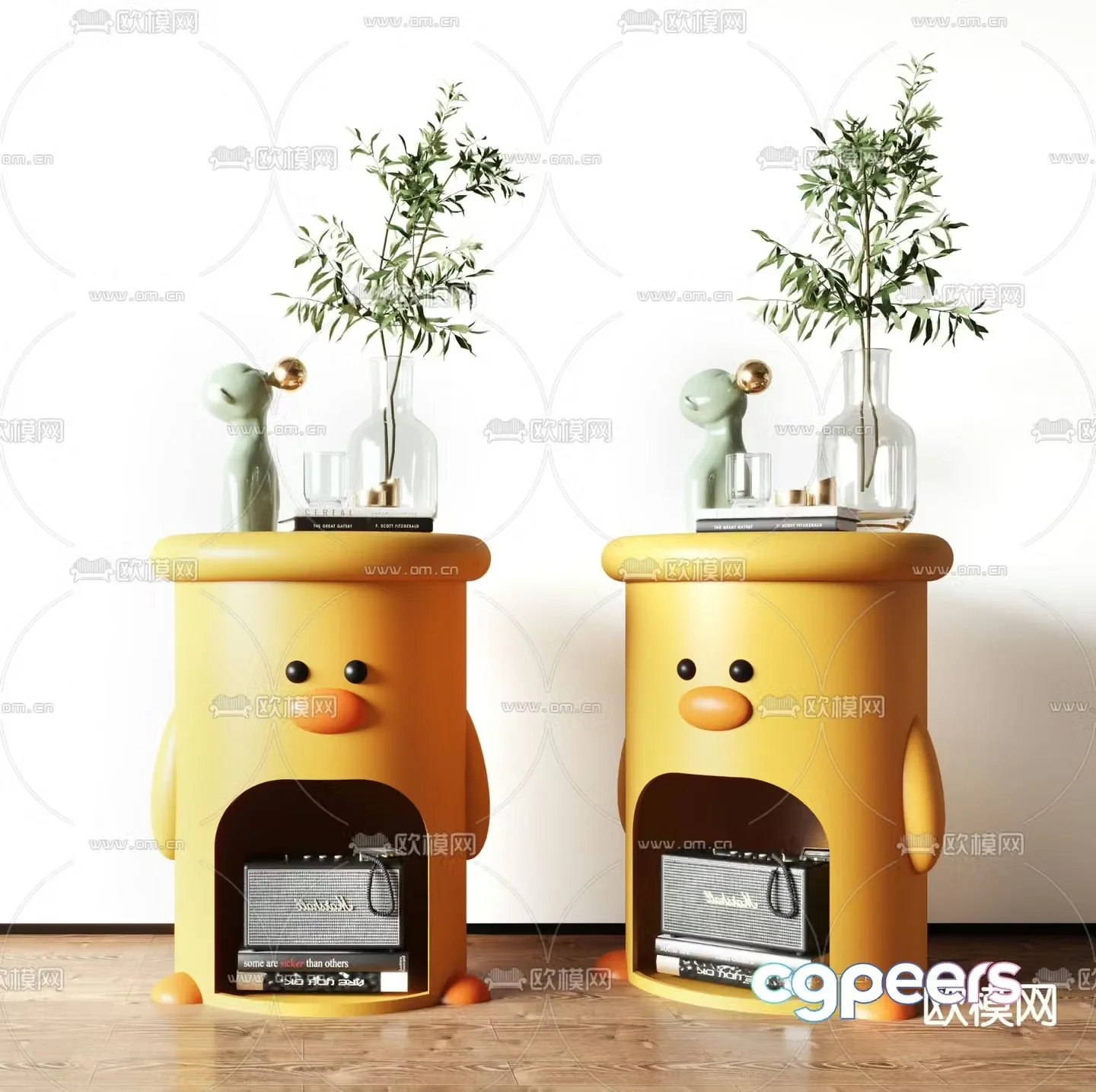 Children’s bedside table cartoon bedside table 3d model