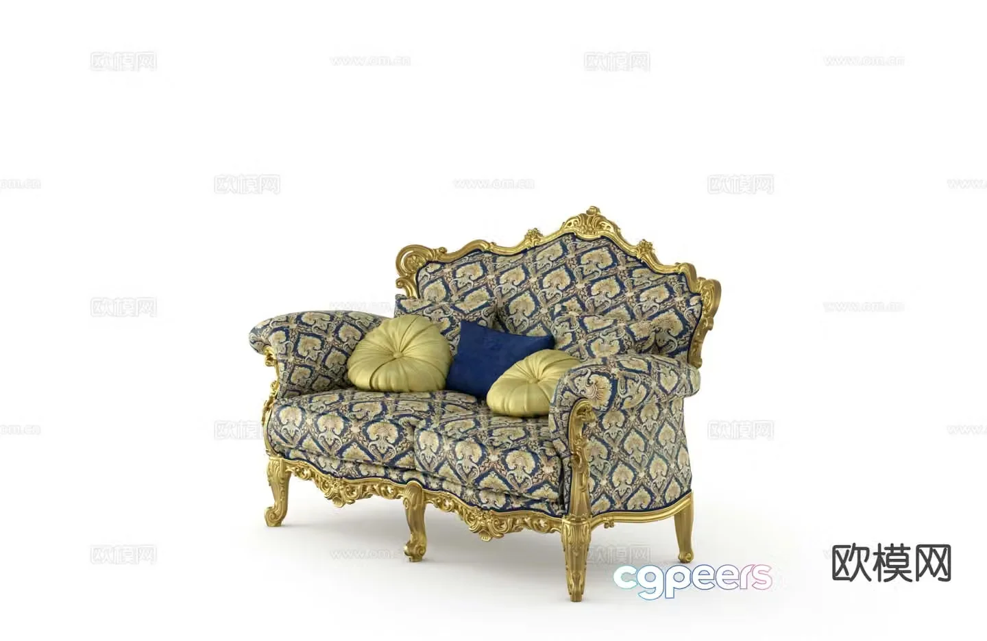 European style double sofa 3d model