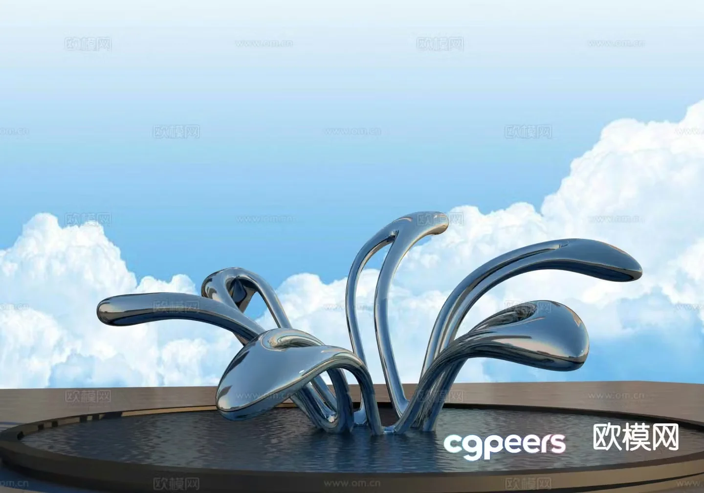Wave sculpture landscape sculpture 3d model