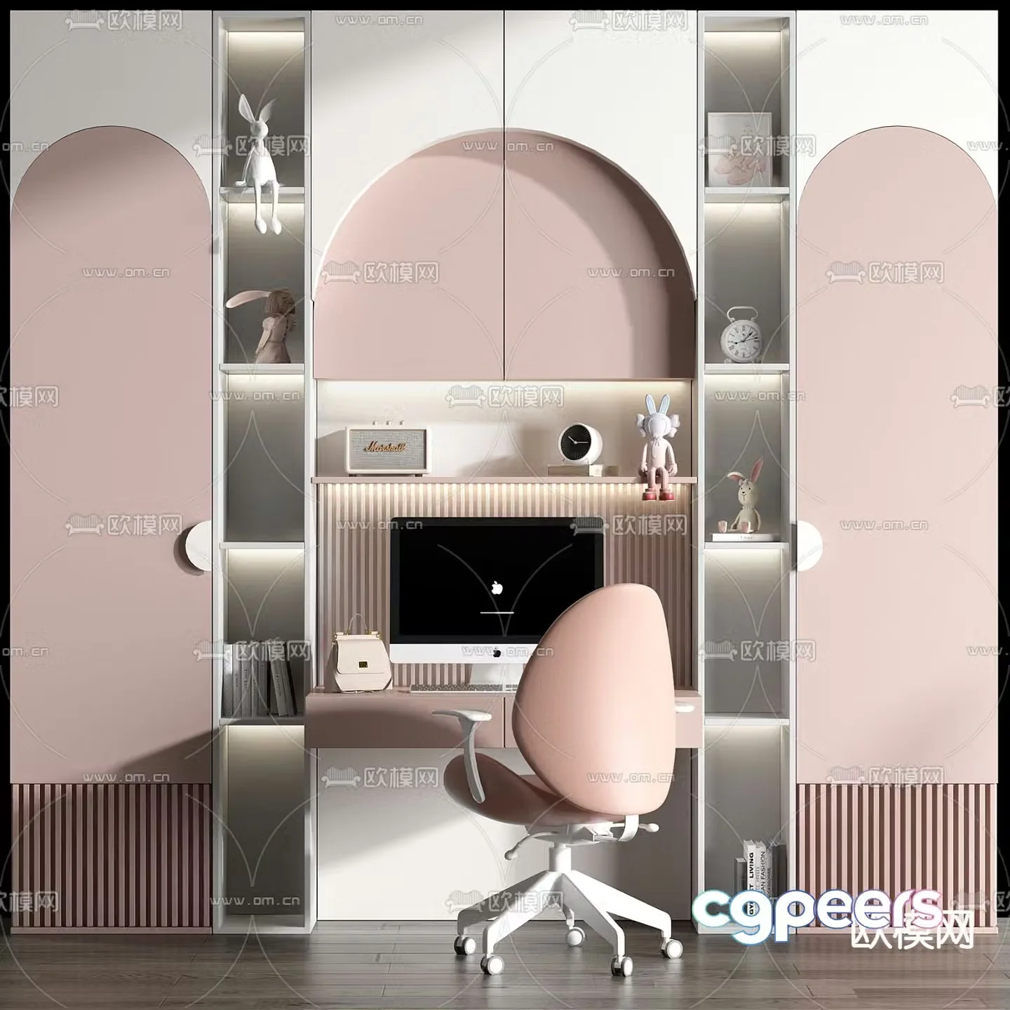 Modern children’s bookcase desk 3d model
