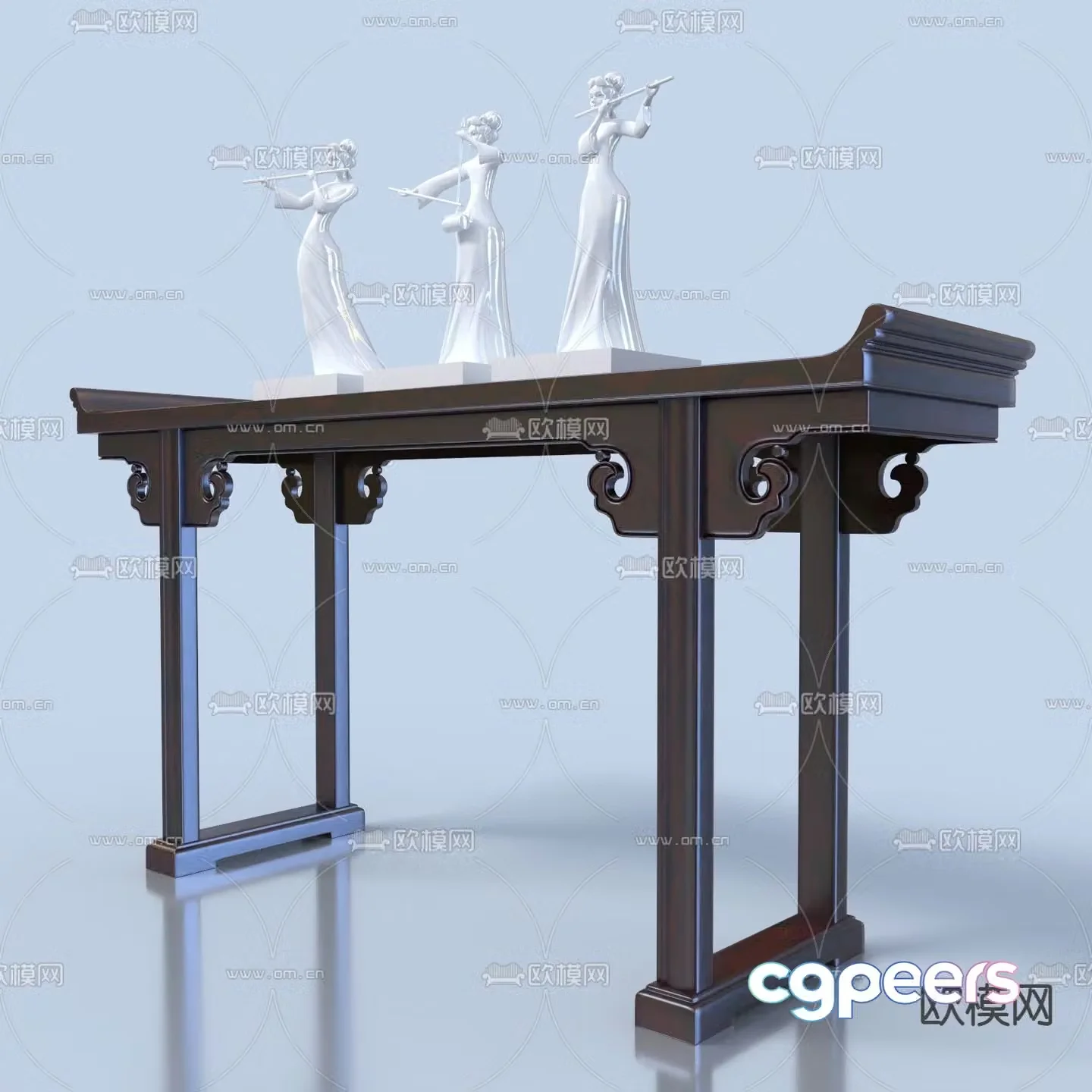 Chinese style banquet solid wood duanjing banquet 3d model