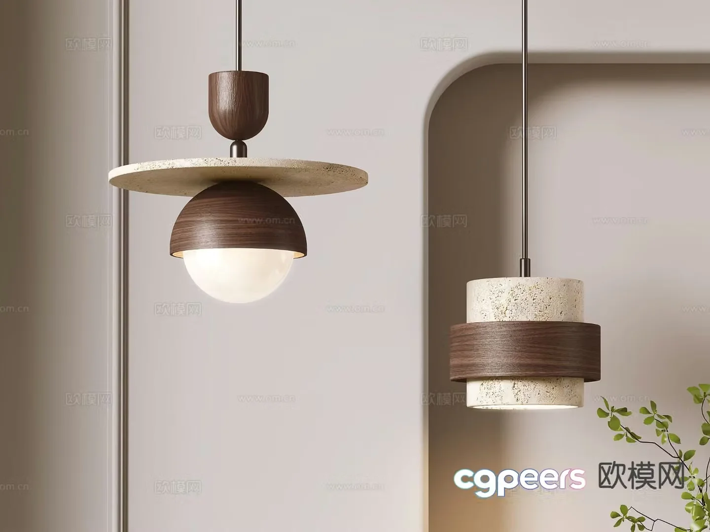 Wasabi wind small chandelier wooden small chandelier 3d model