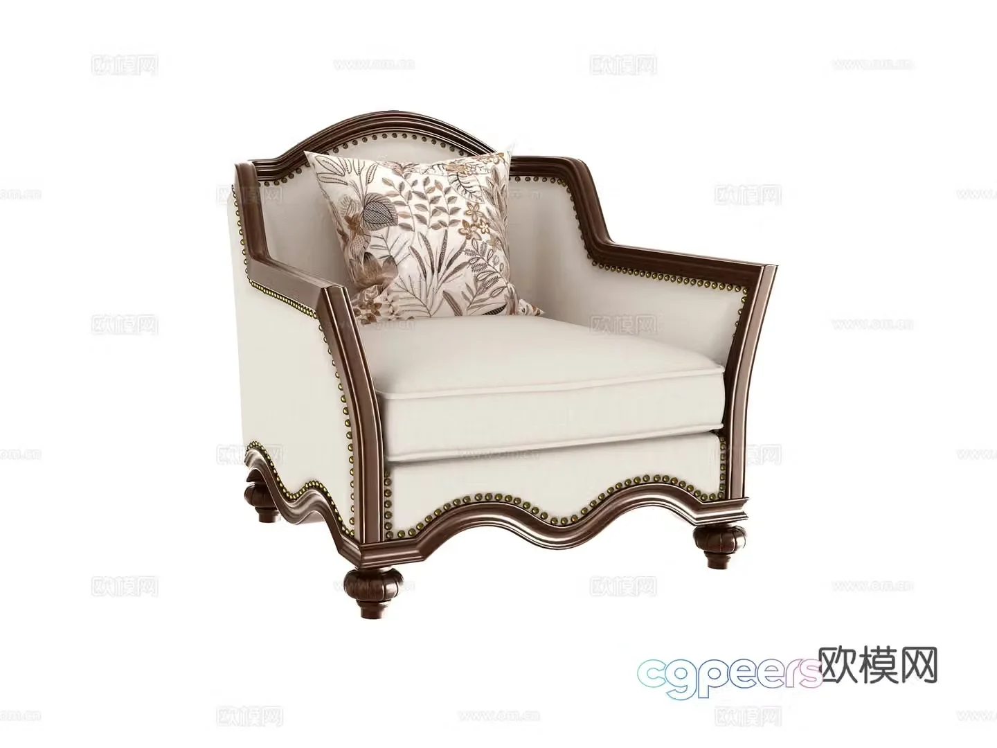 European style single sofa 3d model