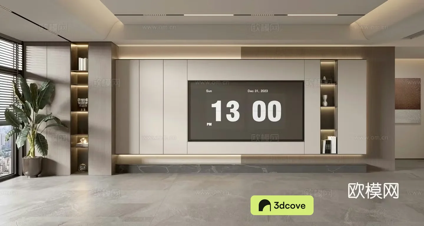 Light luxury TV background wall TV wall full wall TV cabinet