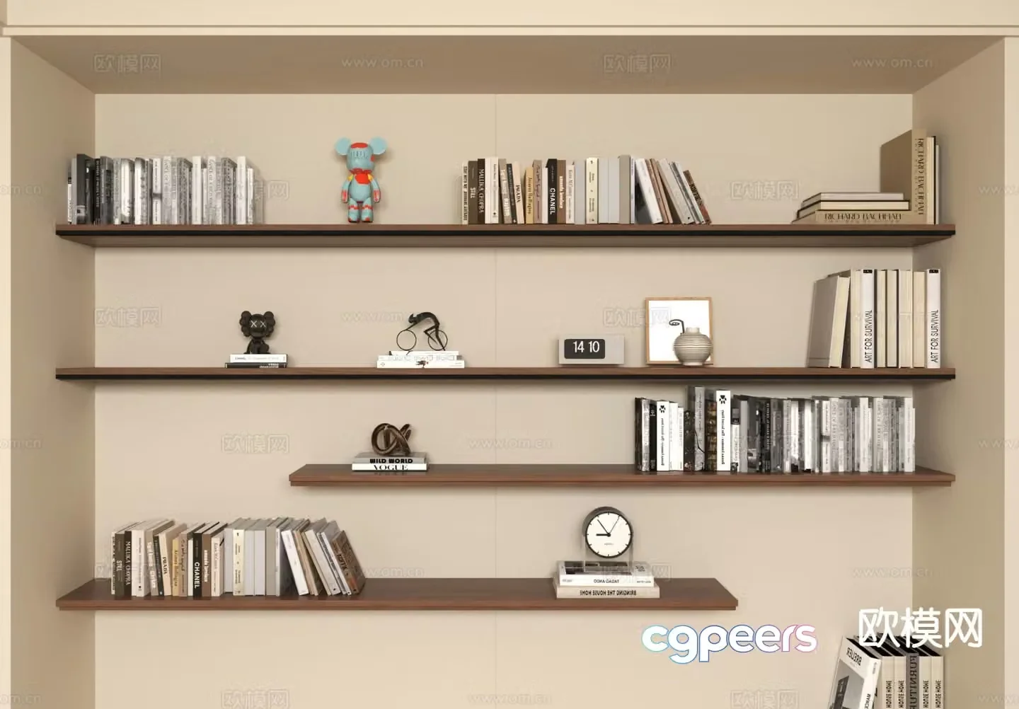 Medieval style bookshelf shelf 3d model