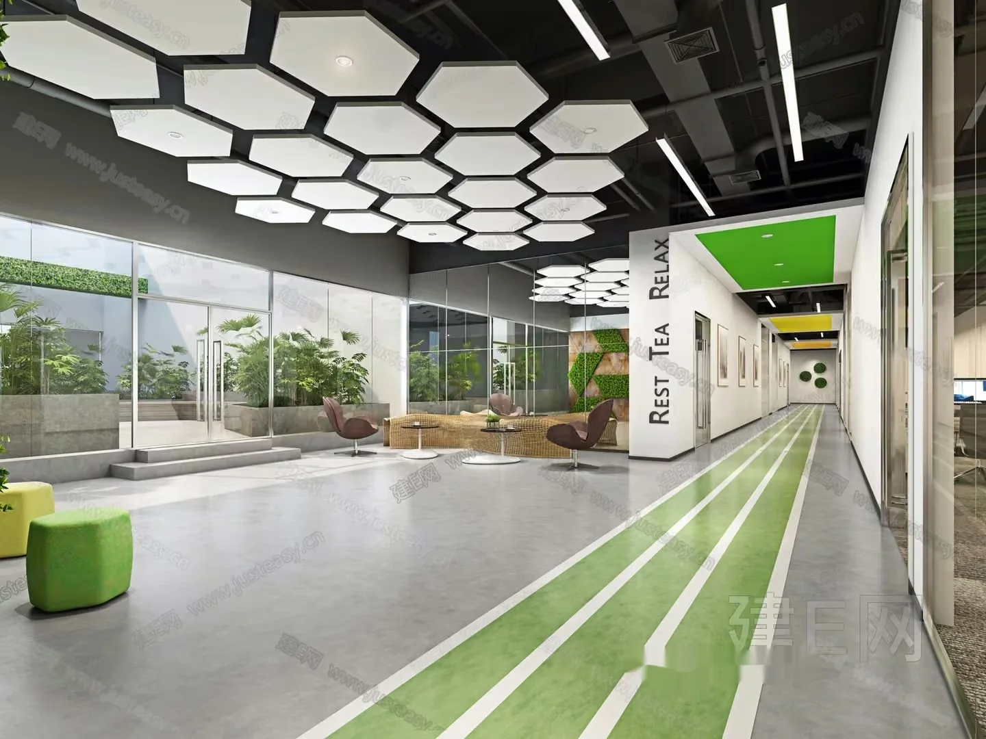 A Modern Office Lobby 3D Model – 2695 – VRAY Render