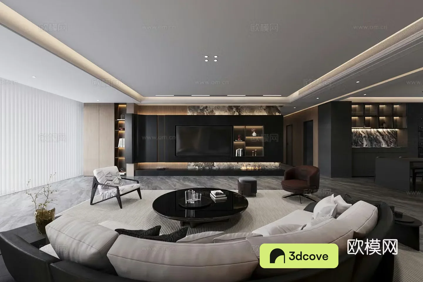 Light luxury Italian home living and dining room homeless lights large flat floor living and dining room horizontal living and dining room