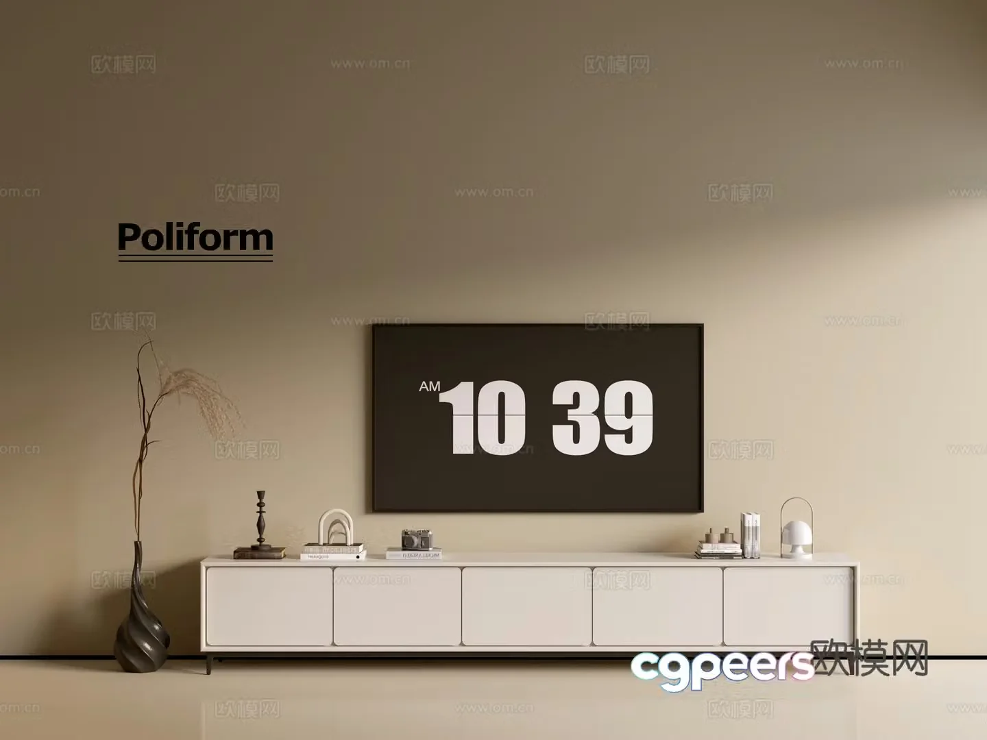 Modern cream-air TV cabinet chest of cabinets ins-style minimalist wind cabinet whole cabinet sideboard 3D model