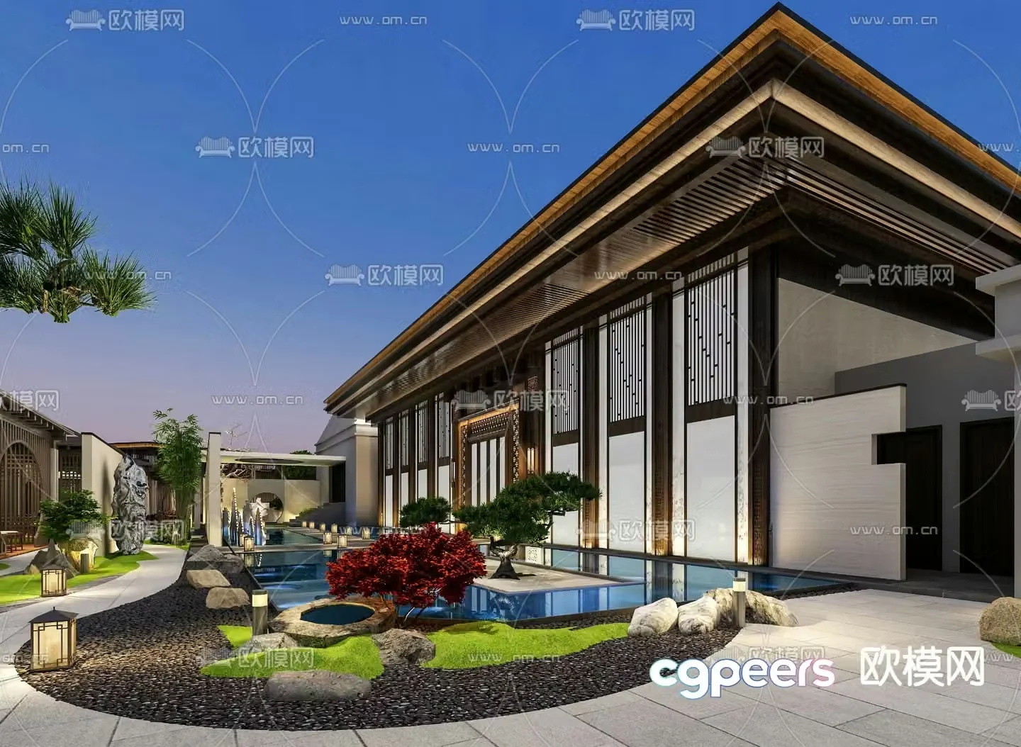 New Chinese style club garden landscape garden 3d model