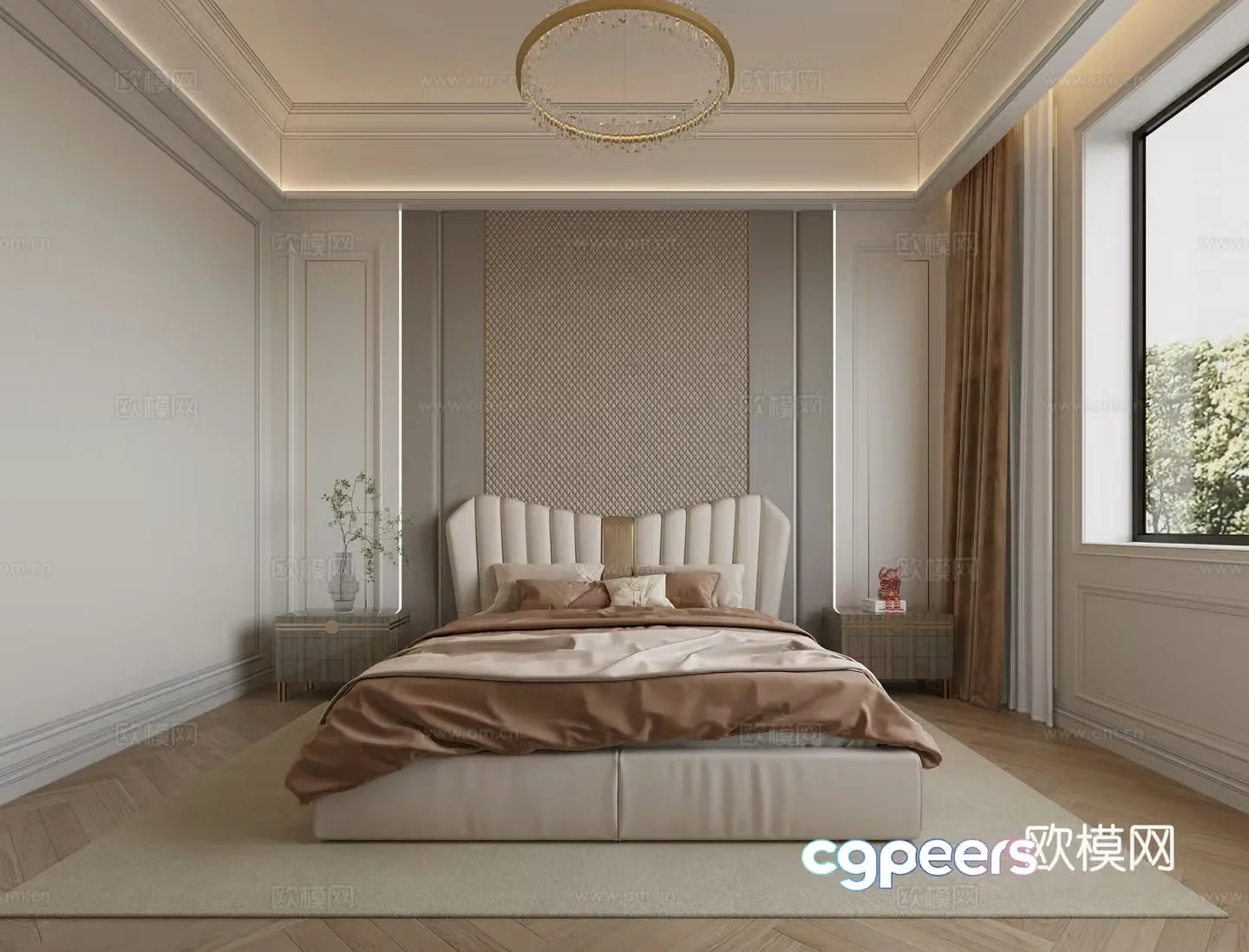 Simple European bedroom 3d model