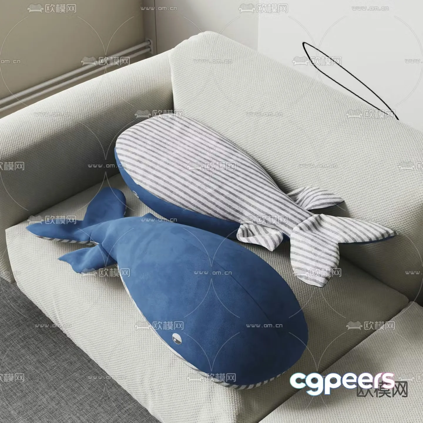 Whale pillow animal doll 3d model