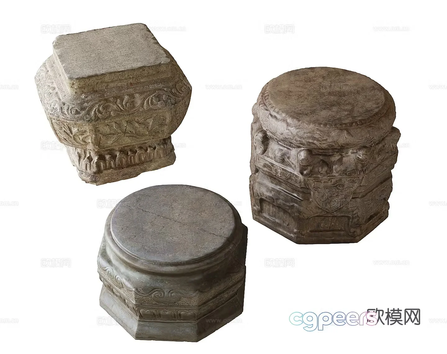 stone pier stool stone stool 3d model