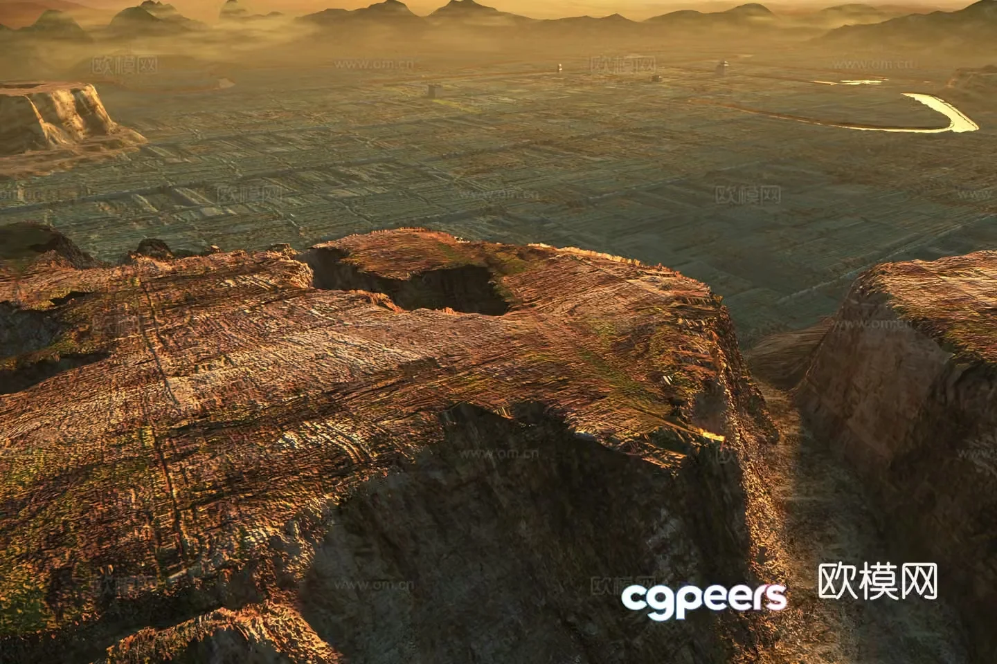 Modern cliff mountain range 3d model