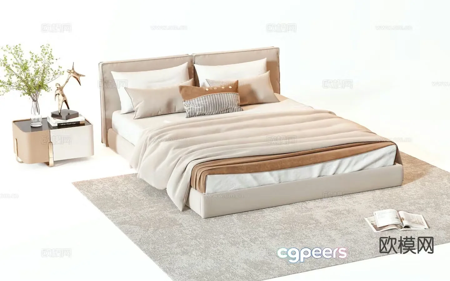 Modern double bed 3d model