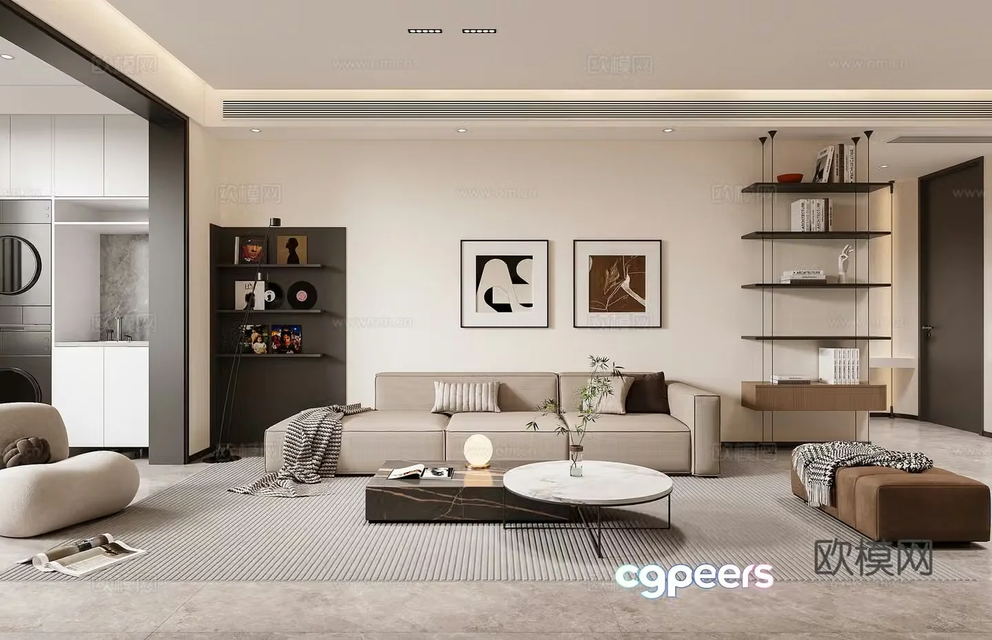 Modern minimalist living room 3d model