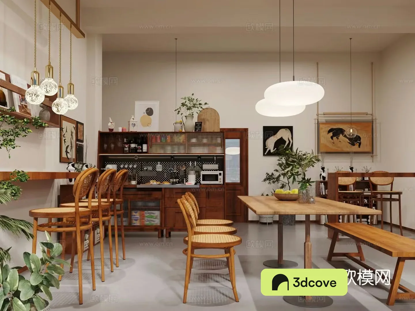 Middle style coffee shop cafe 3d model