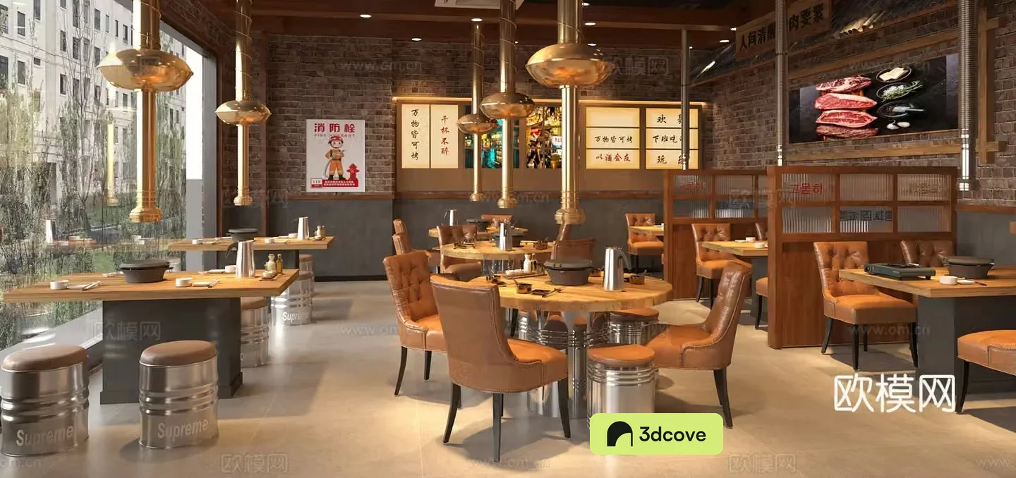 Industrial style hot pot restaurant Korean barbecue restaurant