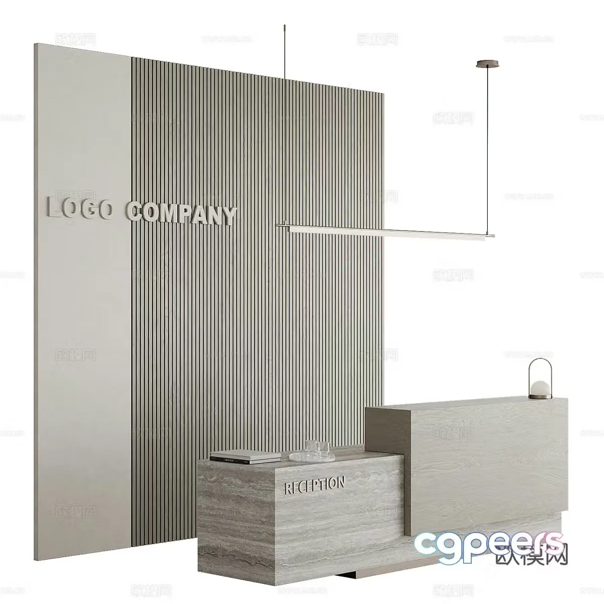 Modern minimalist company front desk 3D model