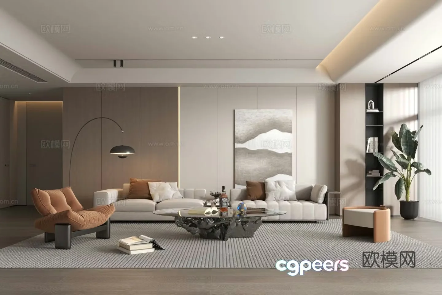 Modern minimalist living room 3d model