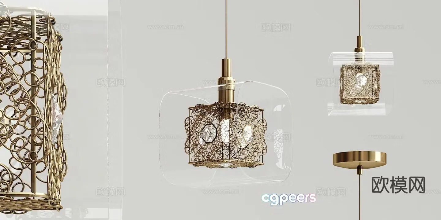 Light luxury chandelier glass chandelier 3d model
