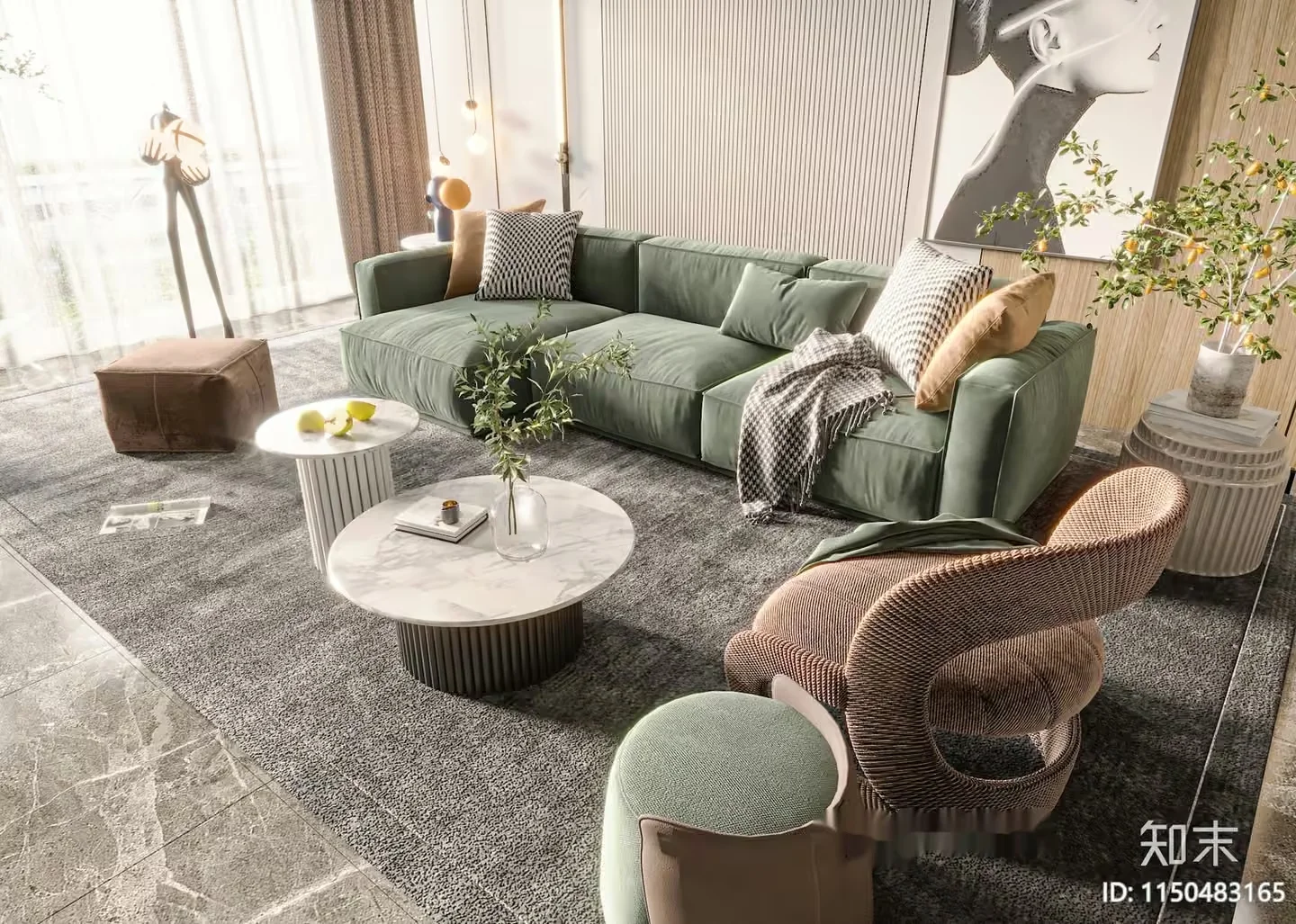 Modern Living Room 3D Model – 4094 – VRAY Render