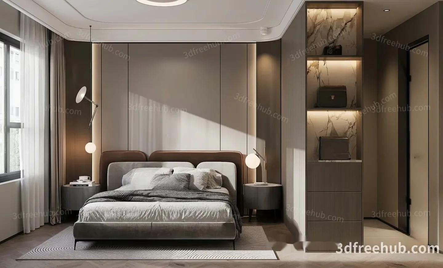 Cozy Modern Bedroom 3D Model – 21240 – VRAY Render