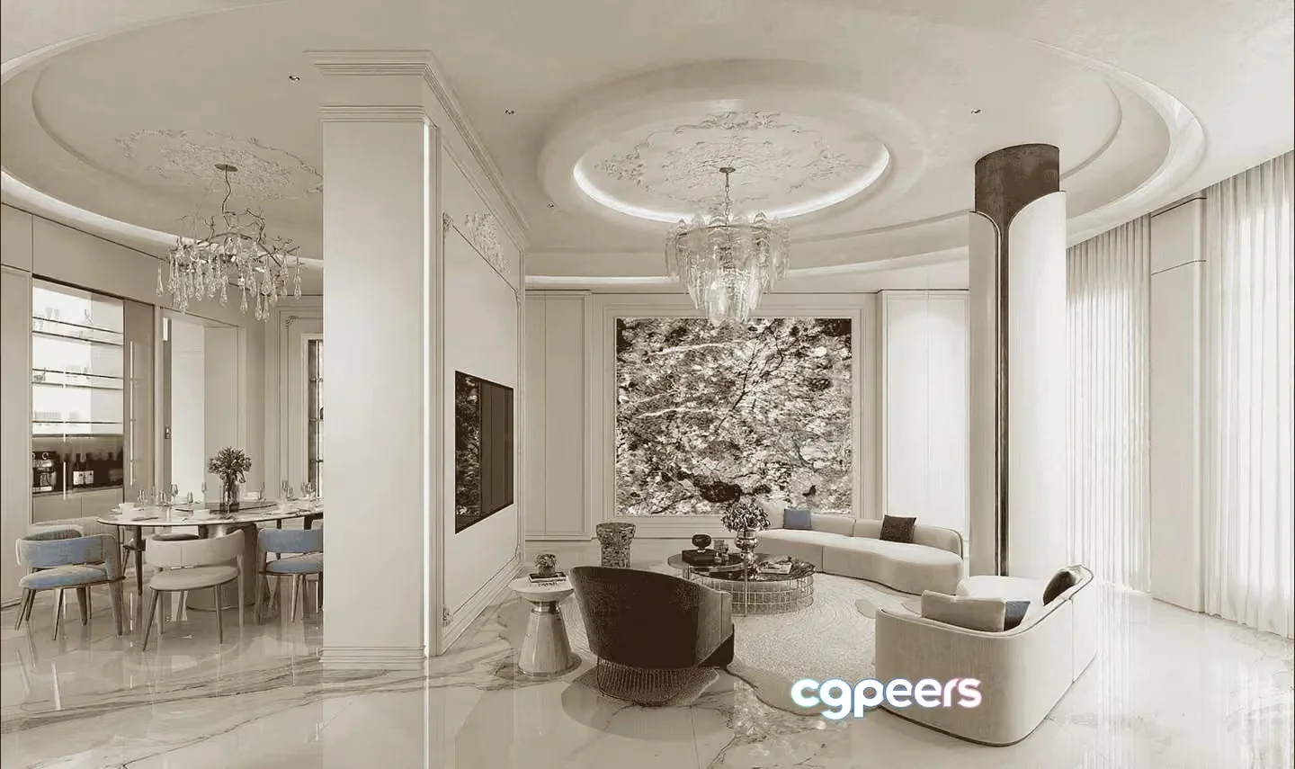 Modern Living Room 3D Model – 15012 – VRAY Render
