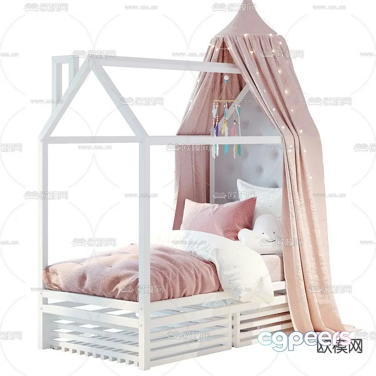 Nordic children’s bed girl’s bed 3d model