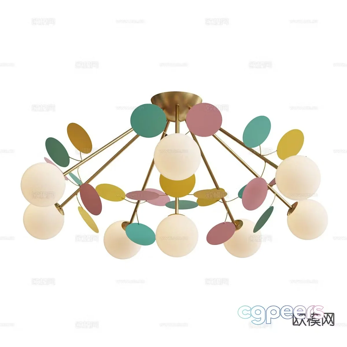 Modern colorful chandelier children’s lamp 3d model