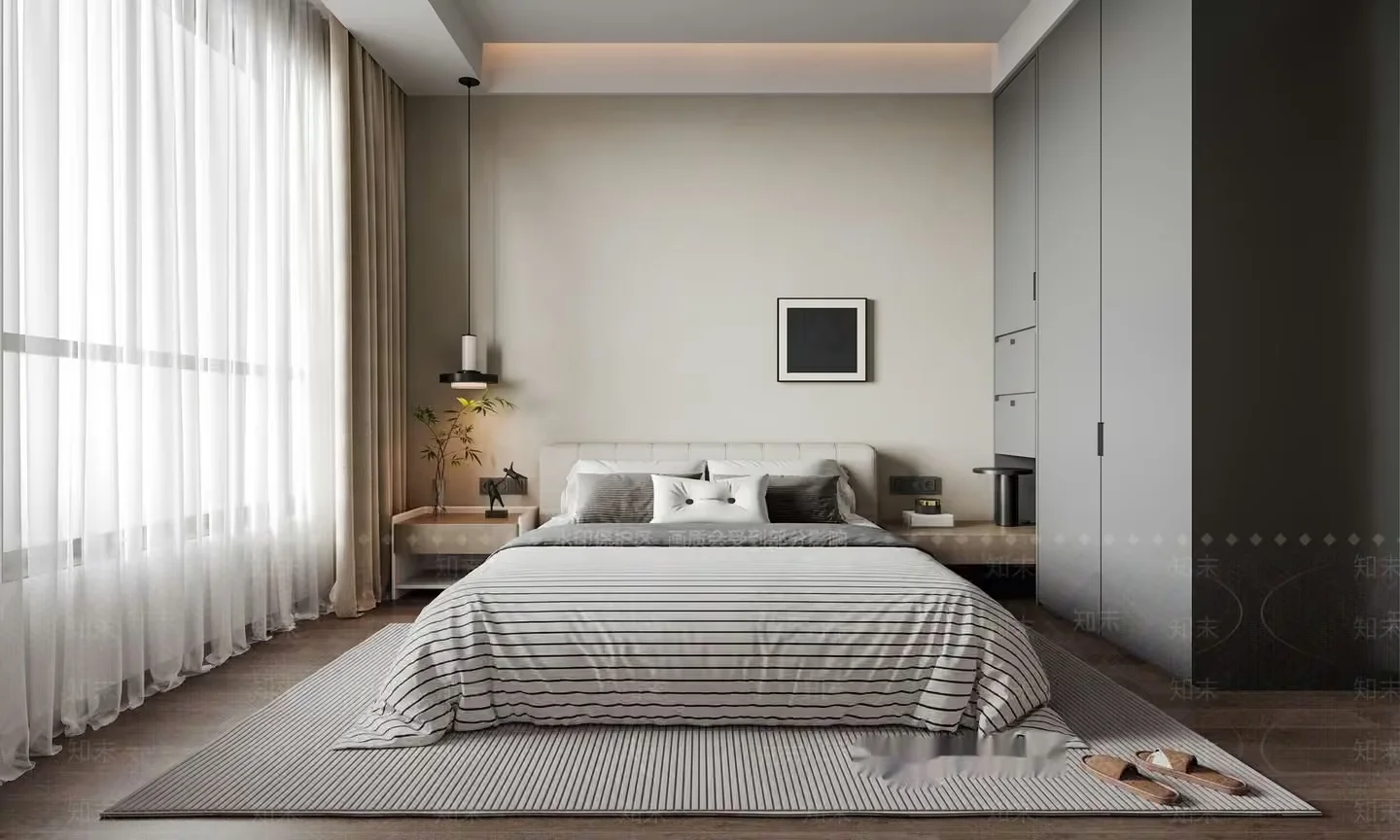 Modern Bed And Nightstands 3D Model – 3788 – VRAY Render